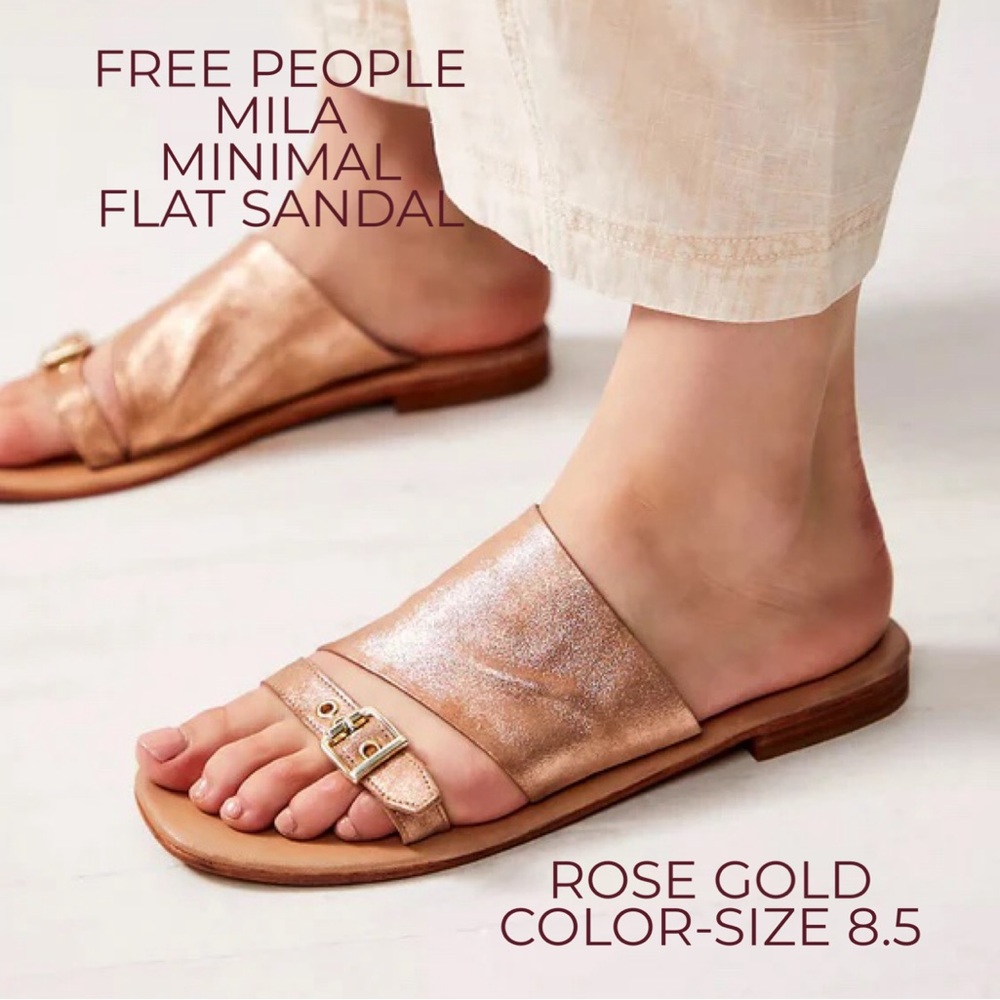 🌻🆕FREE PEOPLE MILA MINIMAL FLAT SANDAL-ROSE GOLD COLOR-SIZE 8.5 - Picture 8 of 17